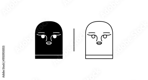 Minimalist emoji face designs with black and white color scheme Vector