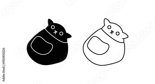 Cute cartoon cat and dog plush toys with heart design on chest Vector