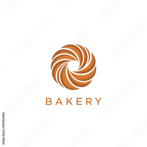 Abstract bakery logo design with a circular pastry shape, creative sweet food symbol