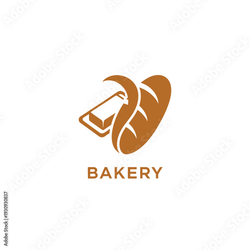 Bakery bread logo design orange color abstract style symbol icon