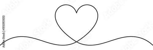 Continuous line art heart symbol design representing love and connection, perfect for romantic themes and emotional concepts.