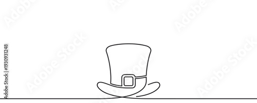 This festive leprechaun hat is beautifully illustrated with a single continuous line art technique, perfect for celebration.