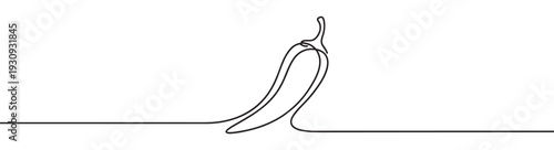 Chili pepper continuous line art drawing of a spicy vegetable, perfect for culinary themes, food blogs, or restaurant branding.