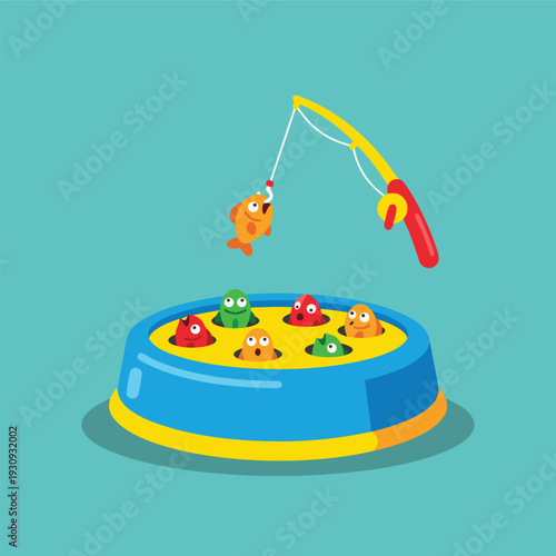 Fishing Game Toy with Magnetic Rod and Fish.
