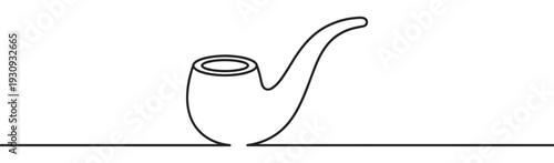 Smoking pipe is elegantly drawn with a single continuous line, creating a minimalist and artistic illustration.
