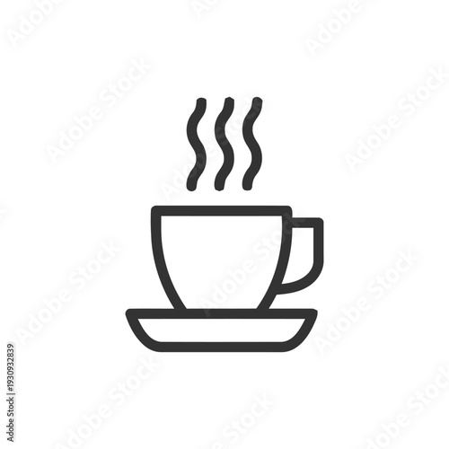 Hot cup of coffee with steam isolated on white background simple outline icon
