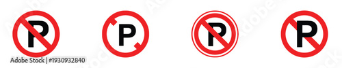 No parking signs icons representing restricted parking zones and prohibitions