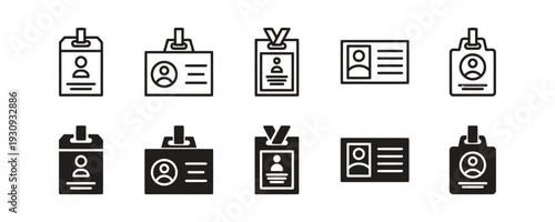 ID card badge icons set identification