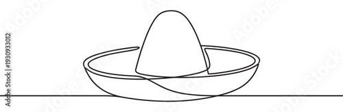 Traditional Mexican sombrero rendered in a minimalist continuous line art style, perfect for cultural celebrations, travel themes, or festive designs.