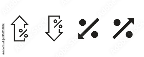 Percentage arrow icons in various styles, representing financial growth and fall
