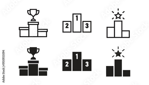Podium icons showing first second and third place with trophy and star