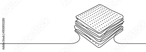 Stack of matzah crackers drawn with continuous line, creating a minimalist and symbolic illustration for Passover celebration.