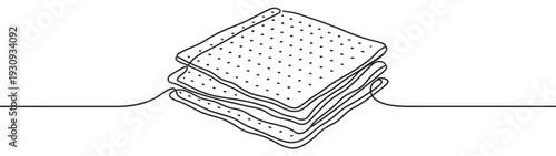 Stack of crackers drawn in continuous line art style, illustrating a simple and modern food concept with a minimalist design aesthetic.