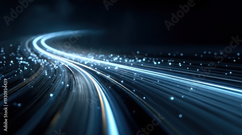 Abstract light trails data flow concept on dark background