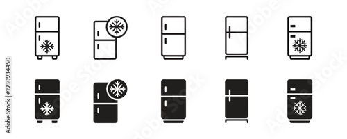 Refrigerator icons with snowflake symbol for freezer section