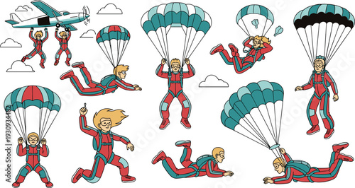 Skydiving Parachuting Jumps Extreme Sport Action Commercial Art