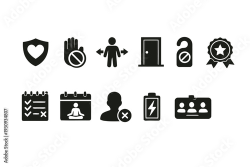 Set of business and personal management icons for organization design