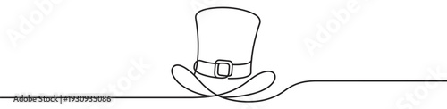 Continuous line drawing leprechaun hat with a buckle design, perfect for St. Patrick's Day celebrations and festive themes.