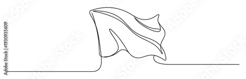 Waving flag illustration drawn with a single continuous line art style, symbolizing national pride and freedom.