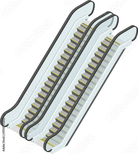 Isometric empty indoor escalator illustration