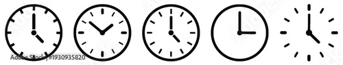 Set of clock icons showing different times for time management and scheduling