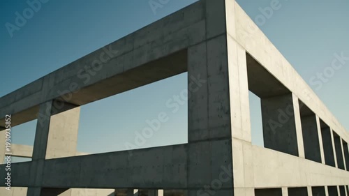 Wallpaper Mural Modern concrete grid structure against a clear blue sky Torontodigital.ca