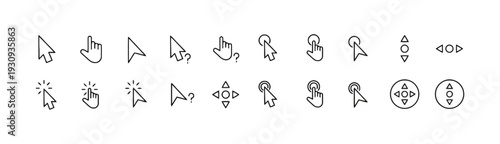 Set of cursor and pointer icons for navigation and user interface elements