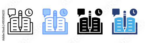 Book Account icon set multiple style collection