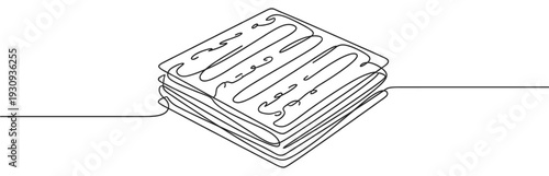 Crispy square crackers stacked neatly, depicted in a flowing continuous line art style, offering a modern and minimalist food illustration.