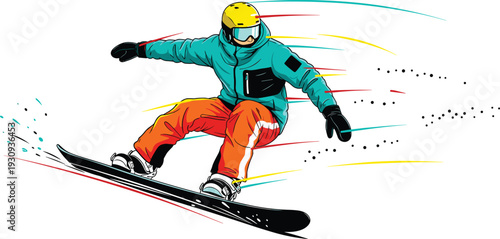 Snowboarder Speed Action Dynamic Motion Commercial