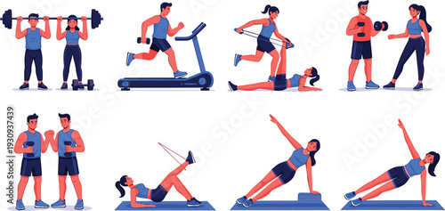 Fitness Activity Collage Healthy Lifestyle Sport Training