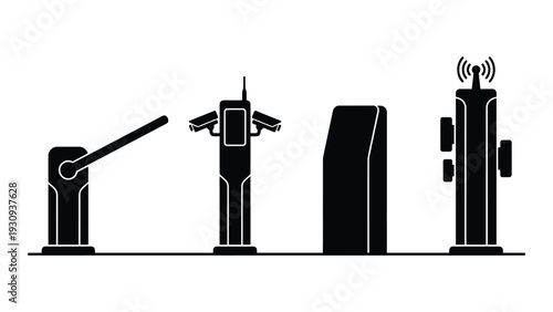 Parking Barrier Gate System with Toll Booth and Wireless Antenna