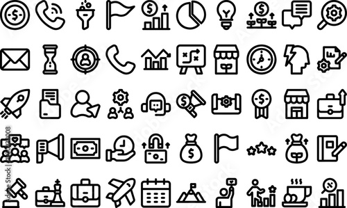 Collection of Business Icons Set in Modern Line Style on White Background for Marketing and Advertising Purposes