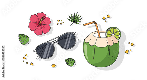 Summer icons vector