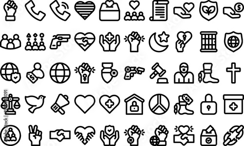 Collection of inflation-related icons displayed on a digital interface showcasing various symbols and graphics