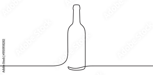 Continuous line drawing wine bottle illustration design concept for elegant beverage, celebration, and restaurant branding projects.