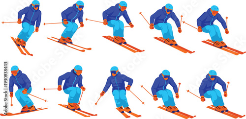 Skiing Progression Sequence Winter Sport Motion Graphics
