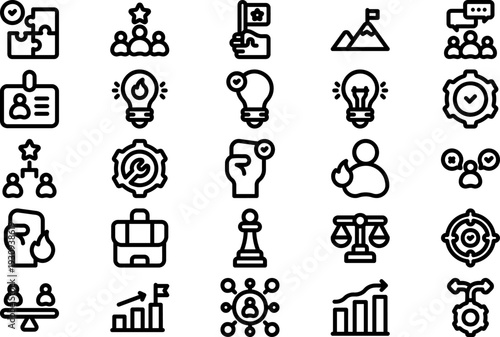 Manufacturing process icons displayed on a digital interface showcasing various industrial elements and statistics in a modern setting