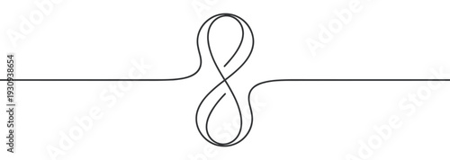 Continuous line drawing forming an elegant infinity symbol with a minimalist aesthetic, representing endless possibilities and connection.
