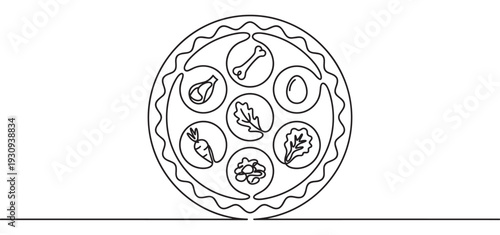 Pet food ingredients displayed in a circular meal plan diagram illustrating a balanced and nutritious diet for healthy animals.