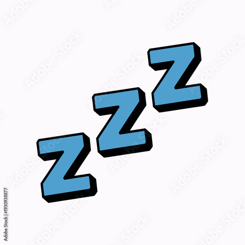 A cartoon representation of the sound of sleeping or snoring with three blue z letters