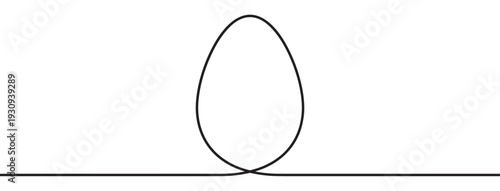 Simple black line forms an elegant egg-shaped loop, creating a minimalist and clean graphic illustration with smooth curves.