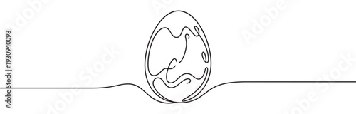 Continuous line drawing abstract egg shape with elegant curves creating a minimalist and artistic illustration of new life and growth.