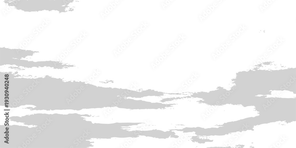 Obraz premium Minimalist white background with soft grey watercolor clouds and copy space for text, clean ethereal sky illustration