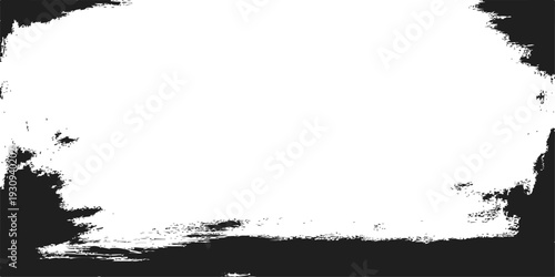 Vintage black ink splat frame with a grungy paint splatter texture and silhouette design elements for a dark artistic vector border illustration