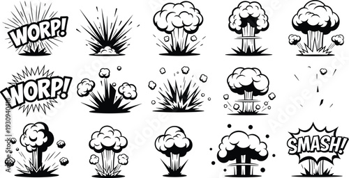 Explosion Comic Style Sound Effects Visuals Power Impact