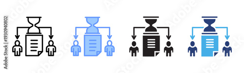 Task Delegation icon set multiple style collection