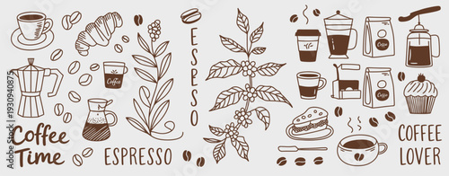 A vibrant and diverse collection of various objects and items in a colorful array isolated on white background, Vector, illustration