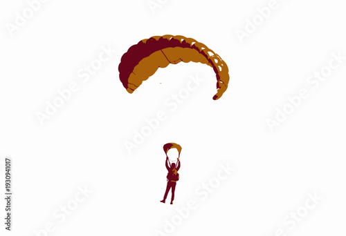 Skydiver Descending Gracefully with Vibrant Parachute Against Clear Sky Capturing the Thrill of Parachuting and Adventure in Midair Journey