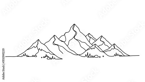 Black and White Mountain Range Illustration 2.
